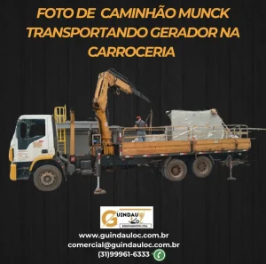 caminhão munck carregando gerador 