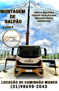 Montagem galpão com munck , içamento treliça