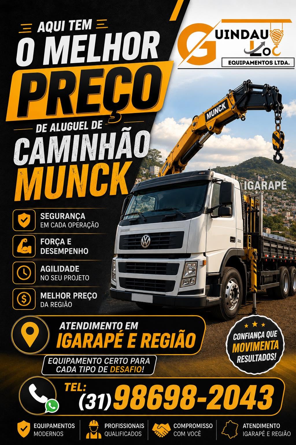 aluguel munck igarapé - minas gerais